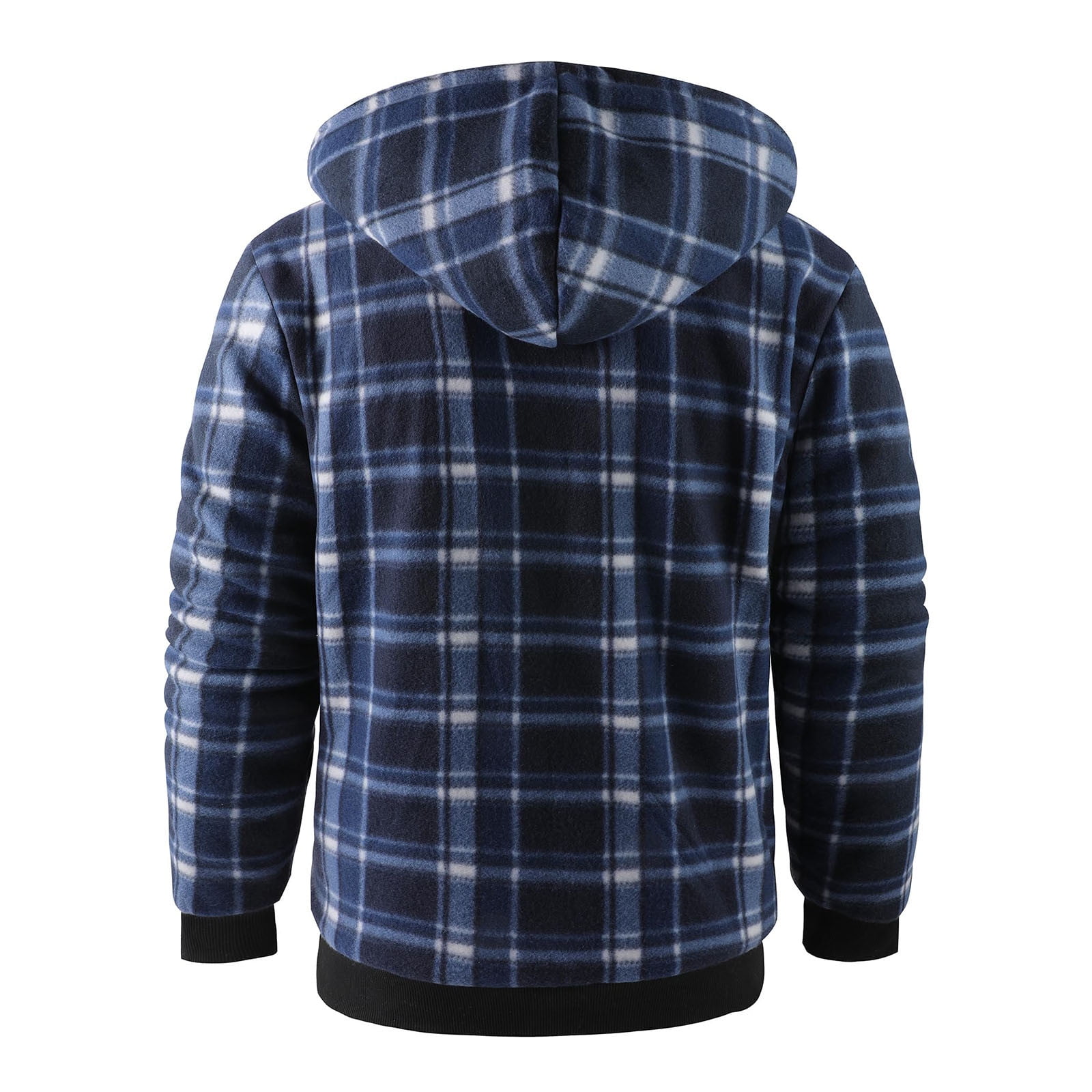ZCFZJW Men's Flannel Shirt Jacket Fleece Sherpa Lined Plaid Jackets Coat Full Zip Up Drawstring Hoodie Winter Plush Thick Warm Hooded Outwear Tops with Pockets Multicolor#03 XXL