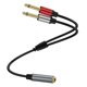 thumbnail image 1 of Durability 6.35mm 1/4" Female to Two Mono Male Converters Cable Gold Plate Tip 6.35mm TRS Plugs to 6.35mm Male Cord, 1 of 4