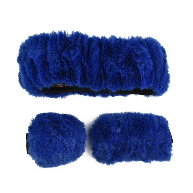 Ruibeauty 3Pcs/Set Fashion Faux Wool Fur Furry Steering Wheel Cover,Short Hair Soft Fluffy Handbrake Cover,Gear Shift Cover,Universal Thickening Fuzzy