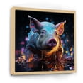 thumbnail image 2 of Designart "Digital Night Delight With Hog" Animals Pig Floater Framed Wall Art Living Room, 2 of 5