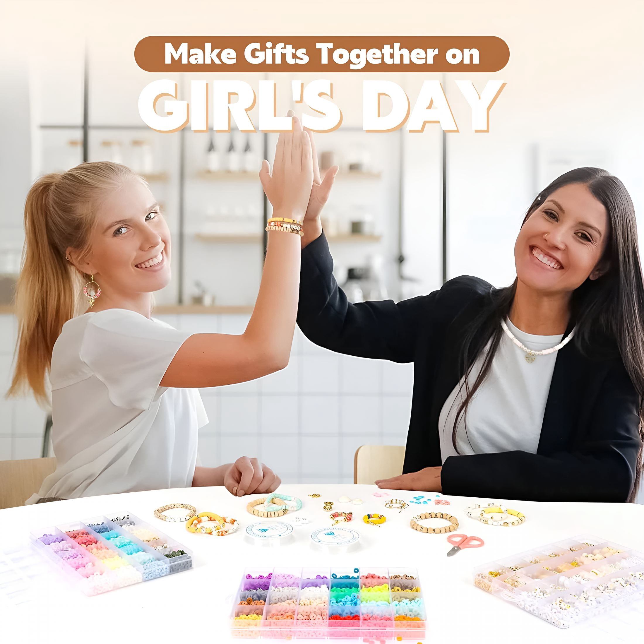 DESIGNICE Clay Beads 3 Boxes Bracelet Making Kit, 10500pcs Beads for Jewelry Making, Round Letter Beads with Charm and Elastic Strings, Friendship Bracelets Holiday Gifts for Girls Adults