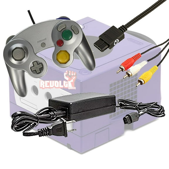 Gamecube Video Game Console Starter Kit by REVOLT Gamer - Original Type Wired Gamepad Controller, AC Adapter, and AV Composite Cable (Platinum)