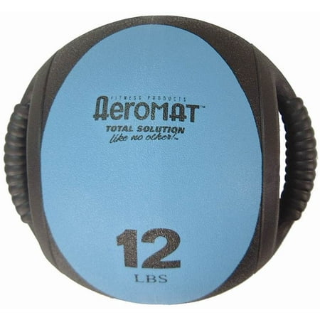 Sportime Aeromat Hard Rubber Dual Grip Power Medicine Ball, 9", Teal/Black, 12 lb