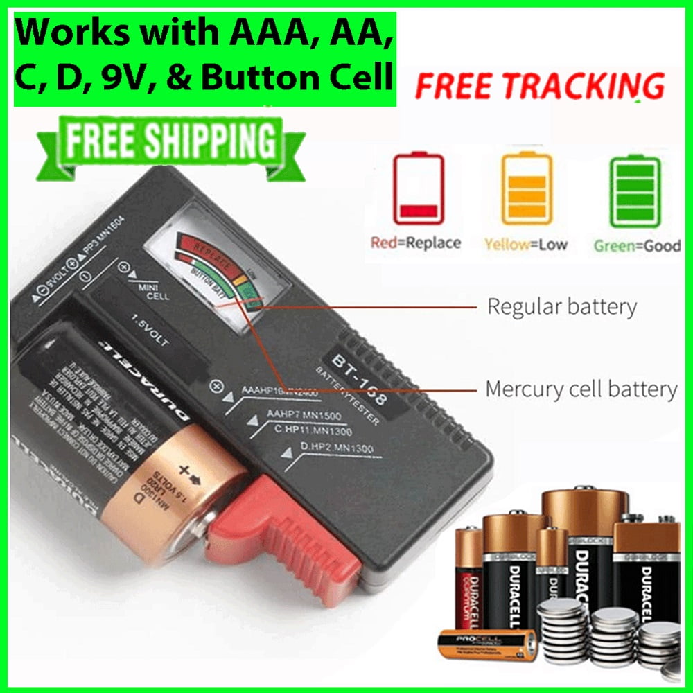 Universal Battery Button Cell Volt Tester Tester Tool AA AAA C D 9V Checker New 