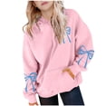 thumbnail image 2 of Pink Girls Hoodie 3-14 Years, Cute Bow Kids Pullover Sweatshirt, Casual Stretch Hoodie with Pocket,Size 3-4 T, 2 of 7