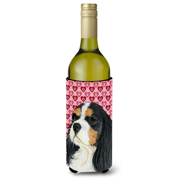 Carolines Treasures LH9144LITERK Cavalier Spaniel Hearts Love and Valentines Day Portrait Wine Bottle Hugger Wine Bottle