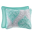 thumbnail image 4 of Comfort Spaces Twin/Twin XL Quilt Set 2-Piece Printed Damask Pattern Reversible Bedding, Teal/Gray, 4 of 5