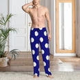 thumbnail image 2 of Gukieu Navy And White Polka Dot Print Men's Home Trousers, Elastic Drawstring Home Pajamas Clothing Suitable for Adult Men-X-Large, 2 of 6