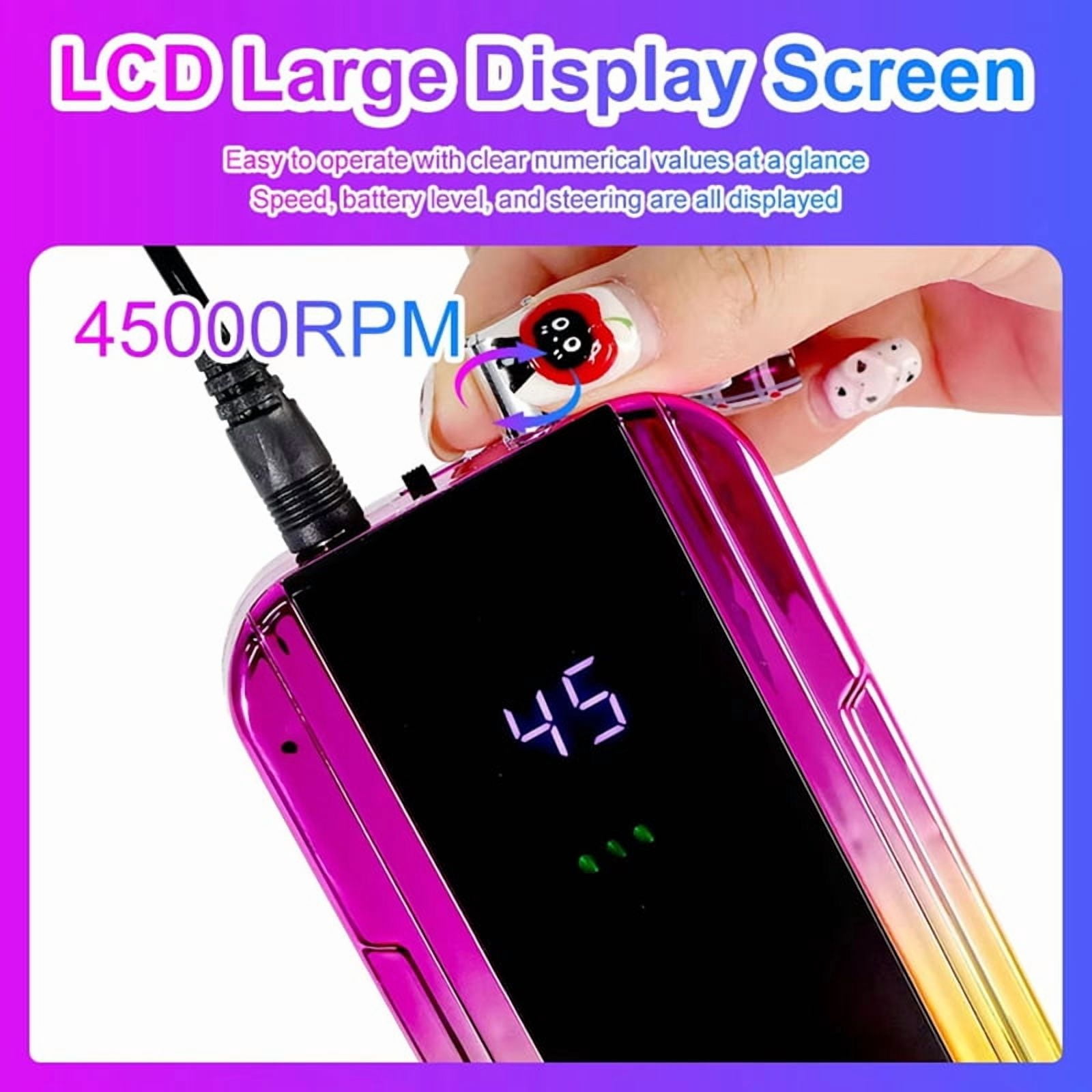 45000RPM Rechargeable Nail Drill Machine Electric Nail Drill Sander Low Noise Manicure Machine Colorful Green