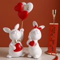 thumbnail image 3 of Figura de conejo de pareja, de esculturas, accesorios de fotos para manualidades decorativas, adorno con globo, estatua de boda coleccionable, 3 of 9