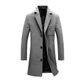 thumbnail image 2 of SHENGXINY Women's Mid Length Notched Lapel Pea Coat Single Breasted Trench Coat Texture Fall Winter Warm Overcoat Clothes Gray L, 2 of 9