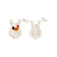 thumbnail image 4 of Baby Girls Rompers Fuzzy Rooster Embroidery Fly Sleeve Ruffles Infant Bodysuits Summer Clothes with Headband, 4 of 10