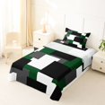 thumbnail image 3 of Castle Fairy Geometric Offset Rectangle Block Twin Sheets 3pcs,Minimalist Mosaic Bedding,Forest Gray Black,1 Flat Sheet, 1 Fitted Sheet and 1 Pillowcase, 3 of 7