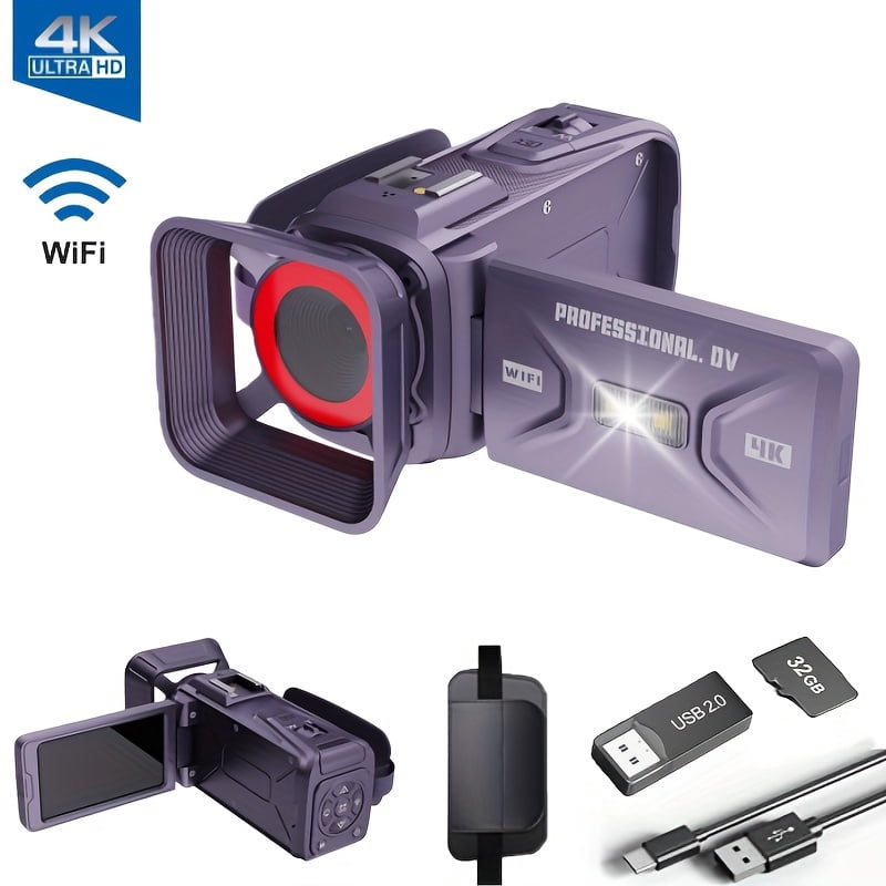 4K Video Camera Camcorder, 64MP with 3
