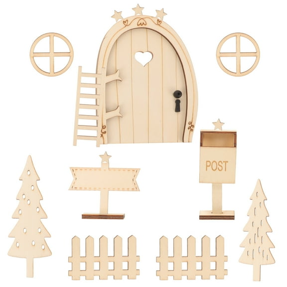 WORGEOUS 1 Set Christmas Miniature Fairy Door Ornament Kit Mini Doll House Ornament Dolls Scene Layout Prop