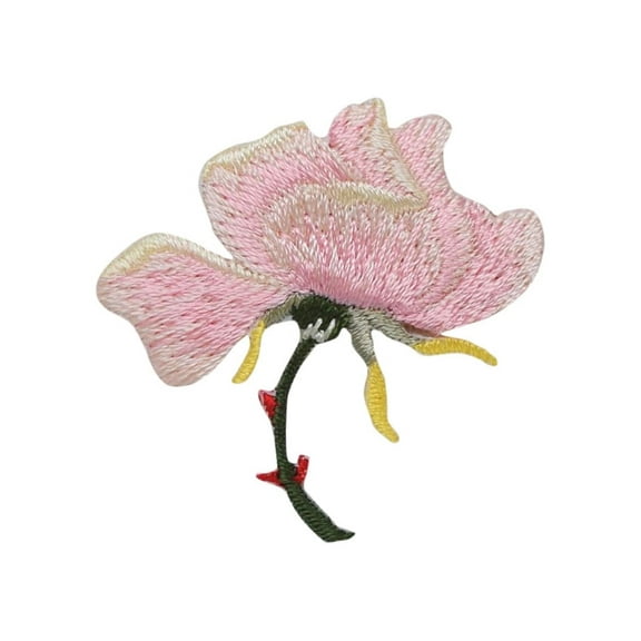 Small Pink Rose - Open Petals - Flower - Iron on Applique/Embroidered Patch