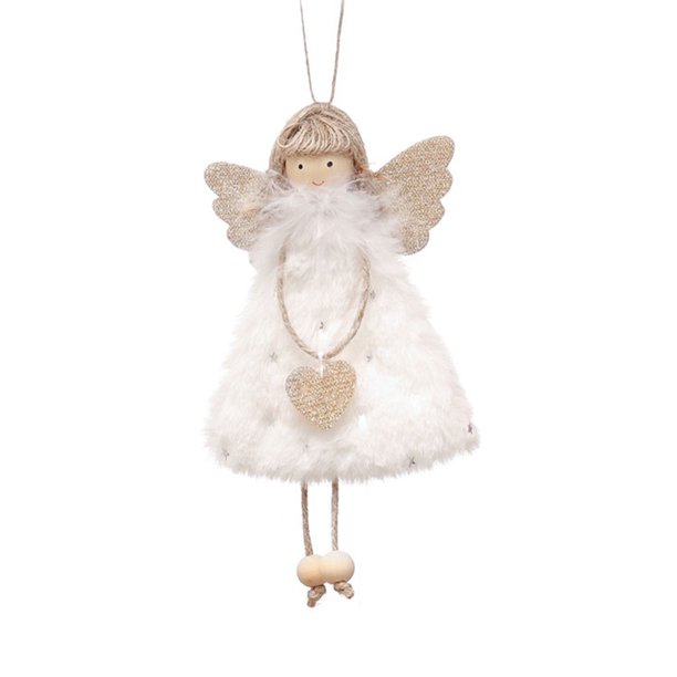 Adornos de juguete de niña ángel de Navidad, lindos muñecos para bebés, regalos para niños (blanco)