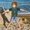 thumbnail image 3 of FORMRS Boys Rash Guard with Short Sleeves UPF 50+ Swim Shirts Sizes 3-12T, Red Christmas Trees, 3 of 6
