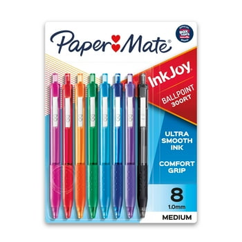 Paper Mate InkJoy Retractable Ballpoint Pen, 1mm, Assorted Colors, 8/Pack