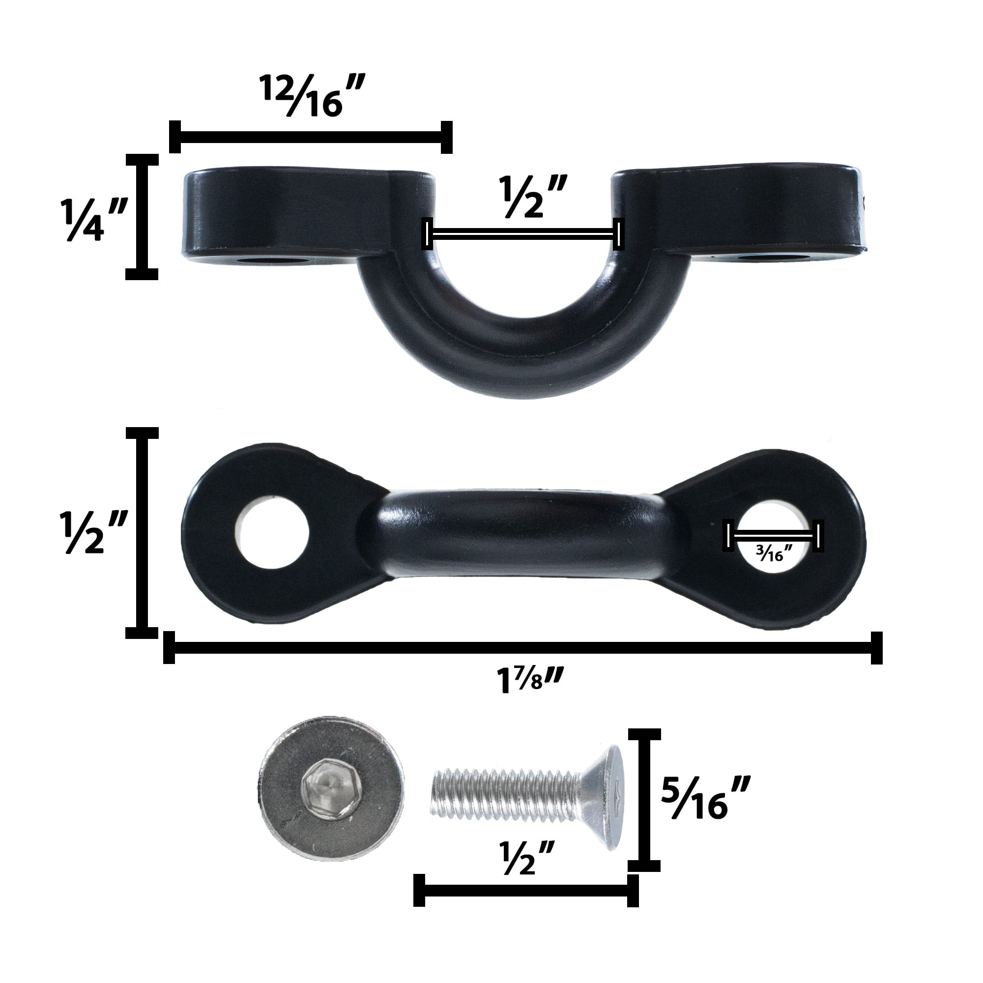 West Coast Paracord Black Kayak Strap Eye Screws - Available in 8, 10, 20, and 50 Packs