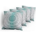 thumbnail image 5 of Ambesonne Mandala Throw Pillow Cover 4 Pack, Boho Art Work, 24", Grey Teal, 5 of 7