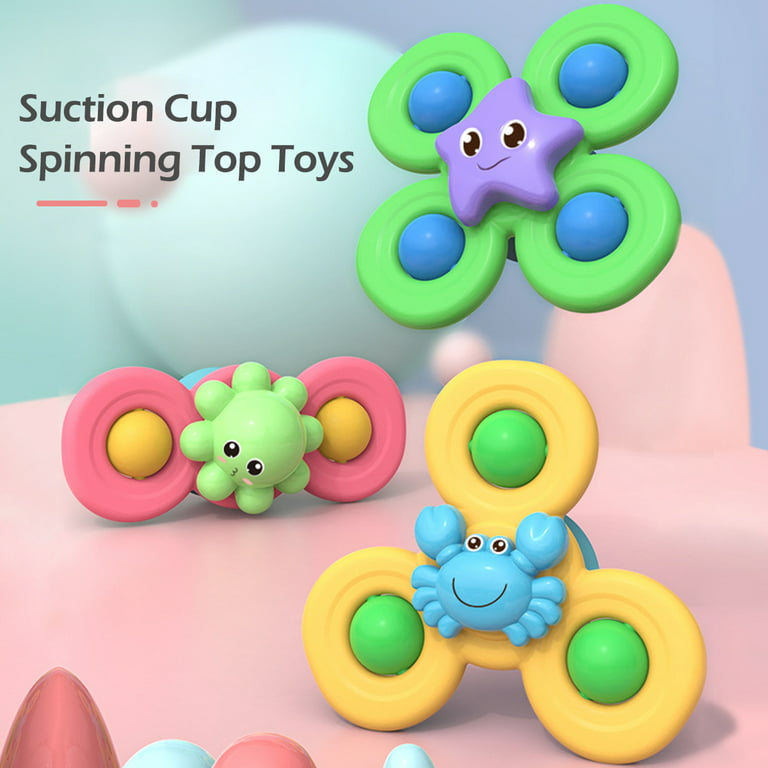 Pluokvzr 3Pcs Suction Cup Spinner Toys,Simple Dimple Fidget Toys with  Suction Cup Silicone Flipping Board Kids Sensory Chrismas Gifts 