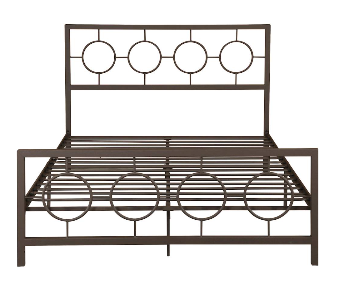 Noble House Ewelina Modern Queen-Size Iron Geometric Low-Profile Bed Frame, Hammered Copper