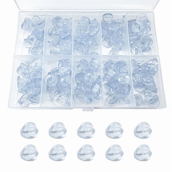 OUNONA 150-Piece Brooch Pin Backs with Locking Clasps - Universal Rubber Pin Keepers for Secure Badge, Medal, and Jewelry Backing Replacement