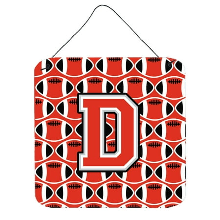 Letter D Football Scarlet and Grey Wall or Door Hanging Prints