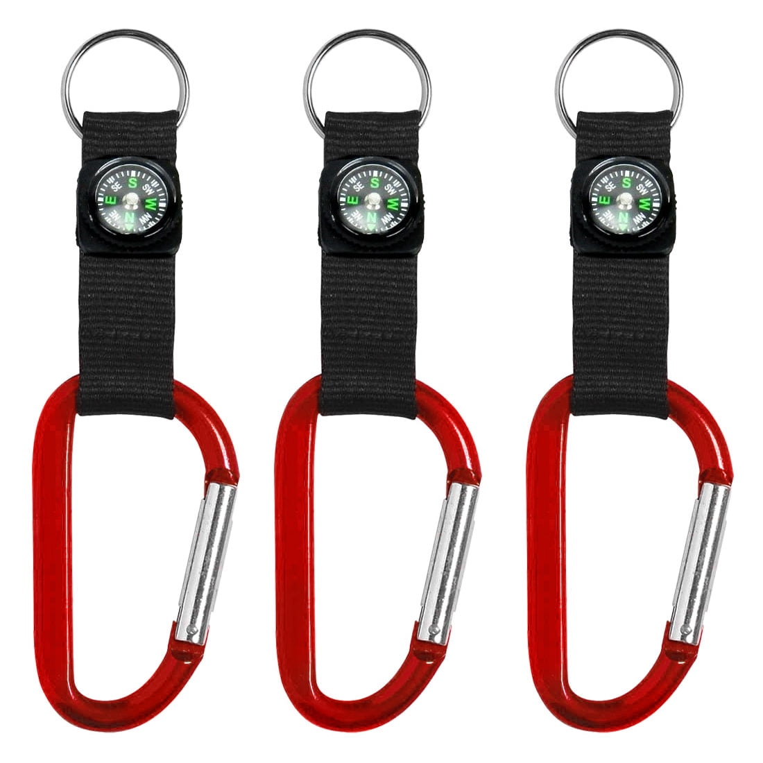 3 in 1 Multifunction Camping Hiking Carabiner w/ Keychain Compass Thermometer、VH 