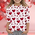 thumbnail image 2 of Bainana Long Sleeve Shirt For Girls Child Valentine Heart Print Crew Neck Pullover Tops Casual Little Kids Festival Loose Fit Tees White Size 13-14 Years, 2 of 5