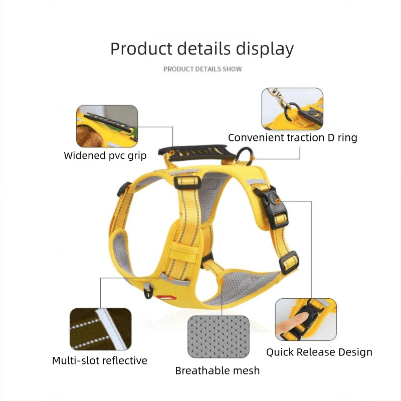 No-Pull Dog Harness & Leash Set - Reflective Padded Vest for S/M/L Dogs, Breathable Mesh with Control Handle for Walking/Running