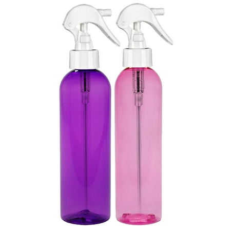 MoYo Natural Labs 8 oz Spray Bottles, Trigger Sprayer Empty Travel Containers, BPA Free PET Plastic for Essential Oils and Liquids/Cosmetics (2 pack, Candy Pink, Purple)
