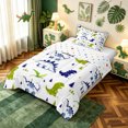 thumbnail image 3 of meiyoeat Woodland Dinosaur Twin Comforter Sets for Boys Bedding, Pine Jungle Wildlife Bedding Set, White Green Navy, Polkadot Reversible, 2pcs, 1 Comforter and 1 Pillowcase, 3 of 6