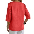 thumbnail image 6 of Linen Tops for Women Summer Work Shirts Trendy Button Down V Neck Boho Clothes Spring Tops for Women 2026 Red XL, 6 of 6