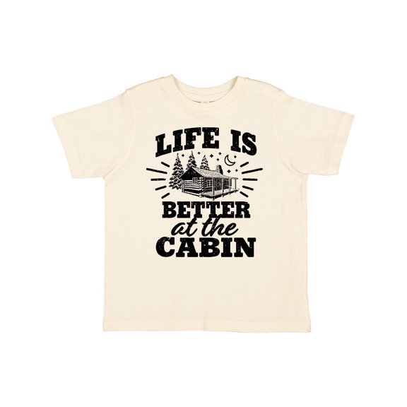 Inktastic Life is Better at the Cabin with Trees and Moon Boys or Girls Toddler T-Shirt