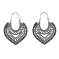 thumbnail image 3 of Pendientes colgantes bohemios vintage étnicos Yashi forma de corazón y flor modelo el015 marrón, 3 of 4