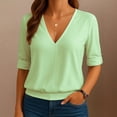 thumbnail image 7 of cocolona Summer V Neck Tops for Women Short Sleeve Solid Color Shirts Casual Basic Blouses, 7 of 7