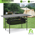 thumbnail image 2 of Magshion 40" Camping Table with Carry Bag, Outdoor Folding Table with Storage Space and Aluminum Roll Up Tabletop, for Outdoor Picnic Beach BBQ Backyards Beach, Black, 2 of 10