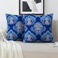 thumbnail image 2 of LALILO Throw Pillow Covers Blue Paisley Ethnic Oriental Yoga Cushion Cover 18" x 18", 2 Pack, 2 of 6