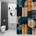 thumbnail image 4 of Abstract Art Shower Curtain for Bathroom Decor, Blue Brown Color Block Composition Waterproof Fabric Shower Curtain, 66"x72" Set with 12 Hooks, 4 of 9