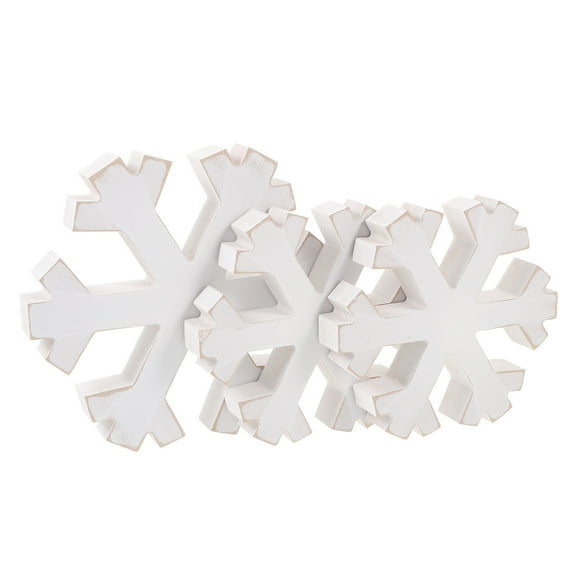 FUEENIRVA 3Pcs White Wooden Decorations for Christmas Tree Tabletop Festival Home Decor