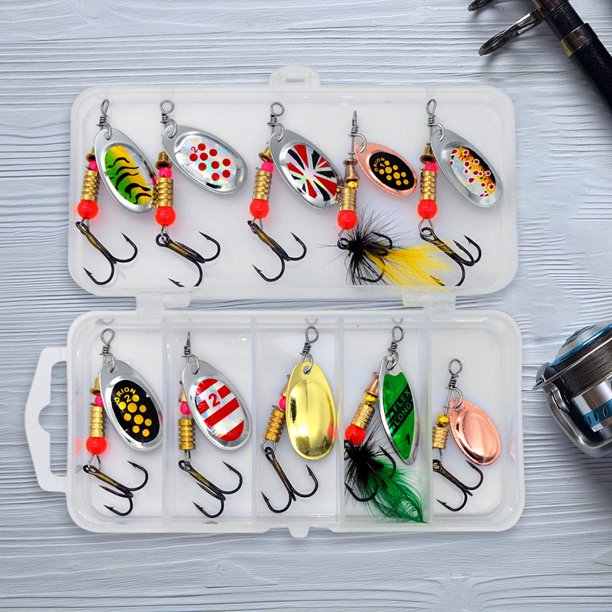10 Uds. De cebos giratorios de pesca, Kit de Señuelos de pesca giratorios de Metal coloridos, señuelos de cuchara