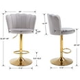 thumbnail image 5 of Guyou Swivel Adjustable Bar Stools Set of 2, Velvet Counter Height Barstools with Petal Back and Gold Footrest, Modern Counter Bar Height Stool Chairs for Kitchen Island Bar Cafe, Grey, 5 of 10