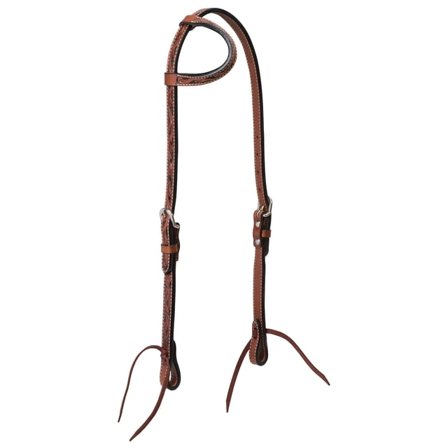 Turquoise Cross Floral Carved Sliding Ear Headstall Chestnut, 44413