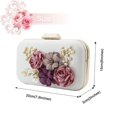 thumbnail image 3 of Women Clutches Flower Leather Envelope Pearl Evening Handbag(white), 3 of 5