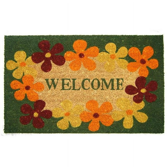 Geo Crafts G365 Floral Welcome 18 x 30 in. Vinyl PVC Floral Welcome Back Doormat