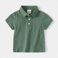 thumbnail image 2 of TOWED22 Toddler Baby Boy Polo Shirt Kids Short Striped Sleeve School Uniform Shirts(Green,4-5 Y), 2 of 4