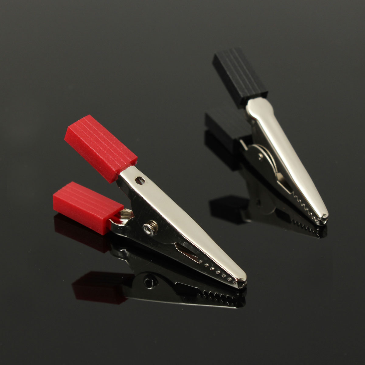 2pcs 1.97inch Plastic Handle Test Probe Metal Crocodile Alligator Clips