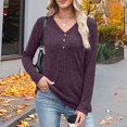 thumbnail image 5 of Womens Knitted Ribbed Fall Clothes, Long Sleeve Pullover for Women Fashion Loose Fit Solid Color Button Up V Neck Sweaters, 5 of 6